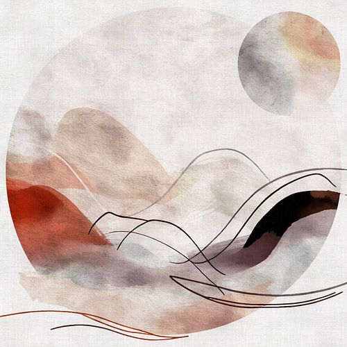 Abstract Modern Japandi Berglandschap Japan Natuur Geometrie