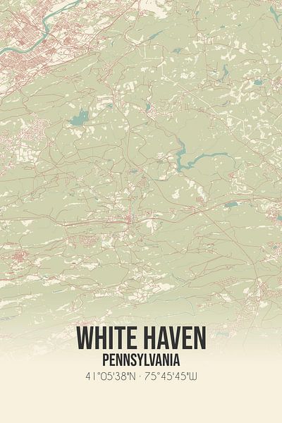 Alte Karte von White Haven (Pennsylvania), USA. von Ortsdrucke