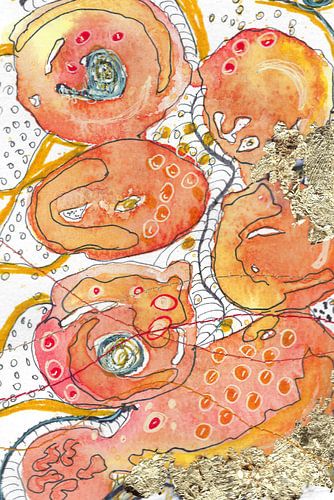 Organische Komposition in Orange, Rot und Gold