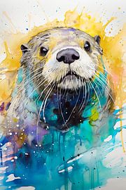 Otter in aquarel van Richards Fine Art