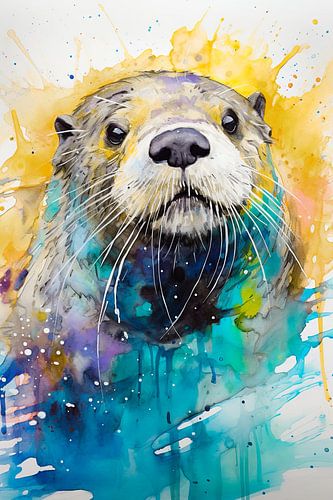 Otter in watercolour