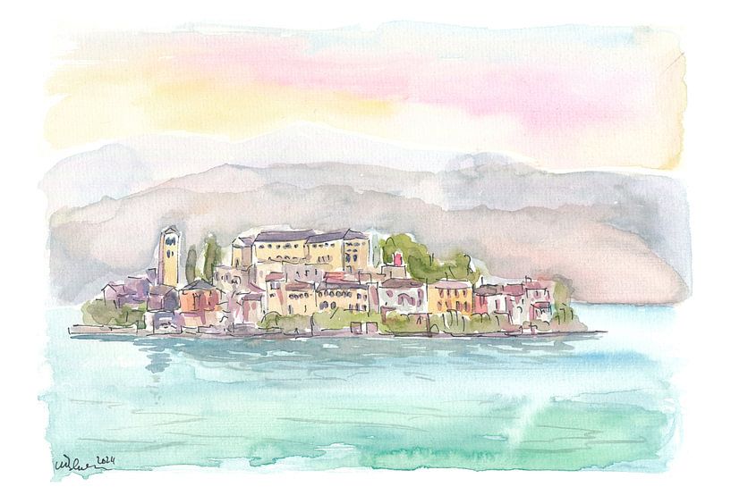 Uitzicht op het Ortameer en het Isola San Giulio van Markus Bleichner