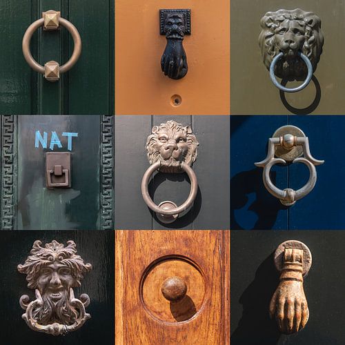 Collage door knockers made in gouda