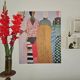 Kundenfoto: Schwesternschaft, bunte Collage von Carla Van Iersel, auf Leinwand