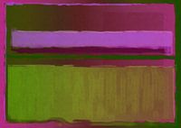Abstract schilderij met roze en groene kleurvlakken