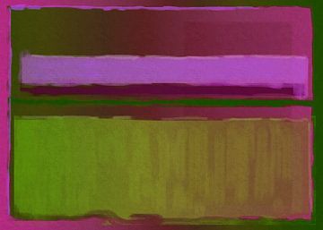 Abstract schilderij met roze en groene kleurvlakken van Rietje Bulthuis