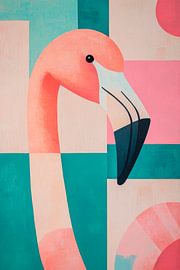 Flamingo design in soft colours by Poster Art Shop