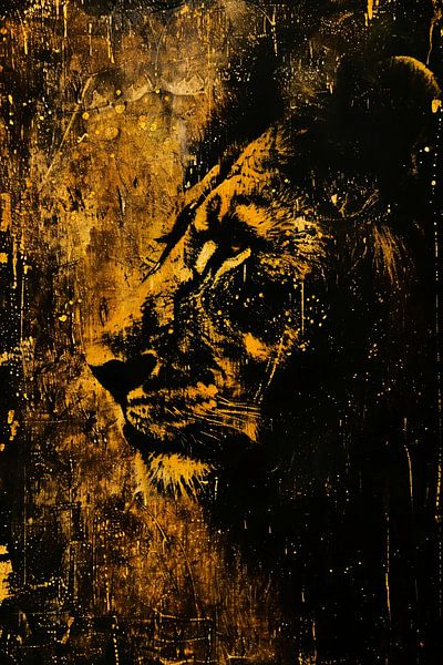 Mysteriöses Löwenporträt im rustikalen Stil von Art & Soul Creations