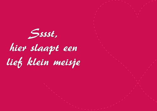 Hier slaapt een klein meisje