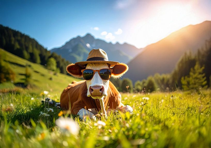 Die coole Kuh auf der Almwiese von Christina Bauer Photos