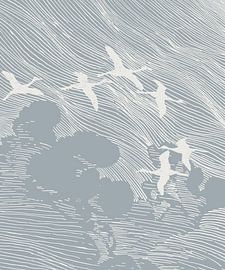 Japan Kraniche im Flug von Mad Dog Art