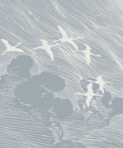 Japan cranes in flight by Mad Dog Art