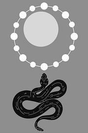 The snake and the moon on gray by FRESH Fine Art