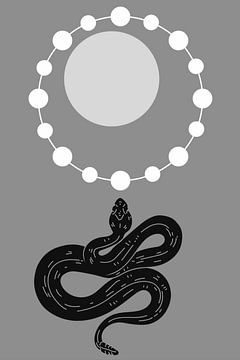 Le serpent et la lune sur le gris sur FRESH Fine Art