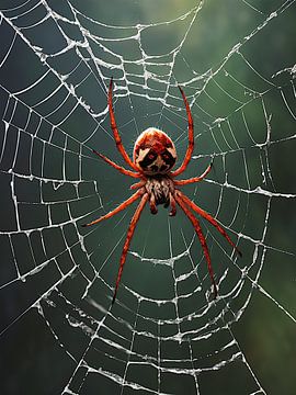 Araignée rouge dans une toile sur Maickel Dedeken
