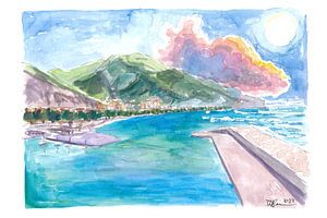 Hafen von Maiori an der Amalfiküste mit Wolken und Blu Med von Markus Bleichner