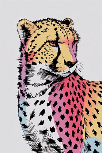 Kleurrijke cheetah kunst illustratie