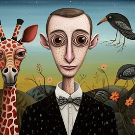 Mann mit Giraffe von Ton Kuijpers