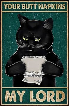 Vintage Black Cat - My lord - Your Butt Napkins - Toilet Paper