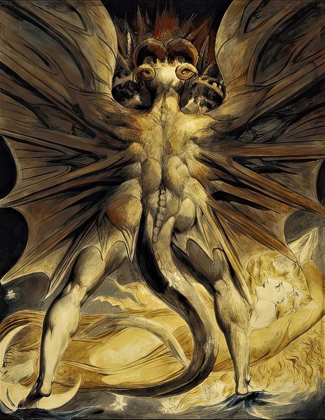 Der rote Drache und die Frau, die mit der Sonne bekleidet ist - William Blake von Accessible Art