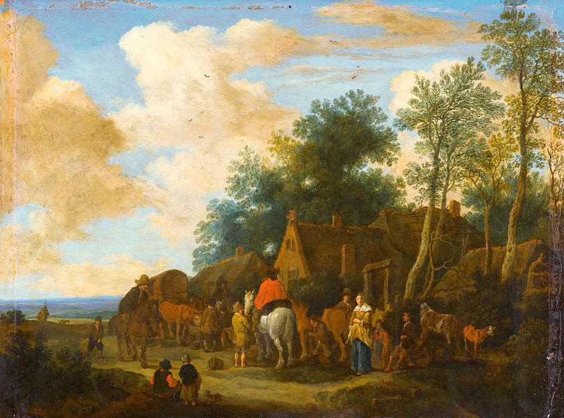 Halte dans une auberge au bord de la route, Pieter de Molijn par Des maîtres magistraux