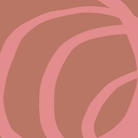 Abstract minimalist line art in bright pastel colors. Pink on red. by Dina Dankers