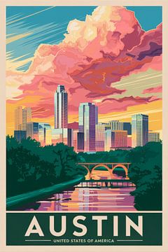 Austin, Texas Vintage Reisposter van Poster Art Shop