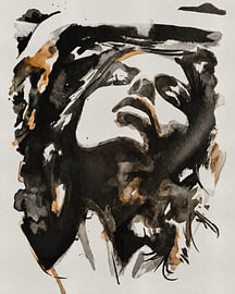 Ink Muse III | Abstraktes Frauenporträt in Ostindischer Tinte und Aquarell von MadameRuiz