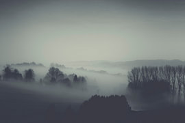 Rural landscape shrouded in thick fog by Dirk Wüstenhagen