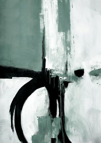 Minimalistische abstracte groene & zwarte print