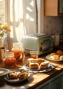Gemütliches Frühstück in einer sonnigen Küche