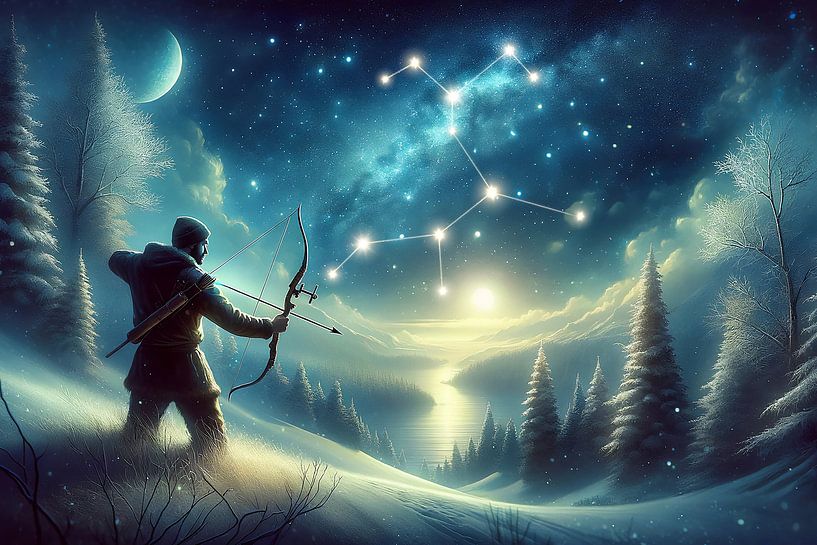 Signe astrologique du Sagittaire : l'archer au clair de lune par artefacti