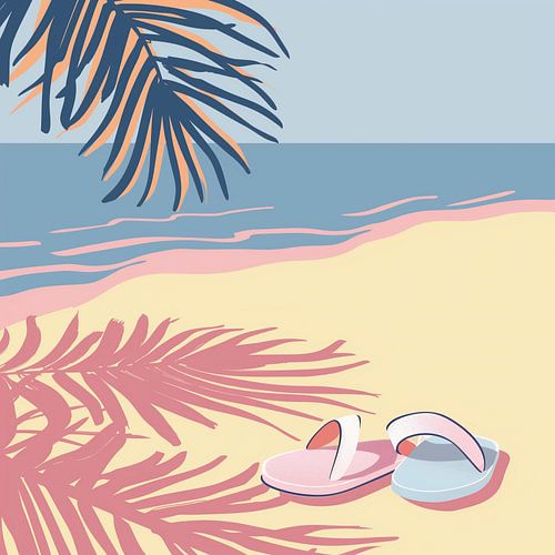 Plage, palmiers et tongs