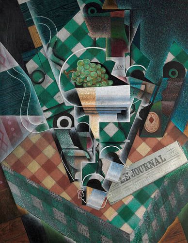 Stilleven met geruit tafelkleed, Juan Gris