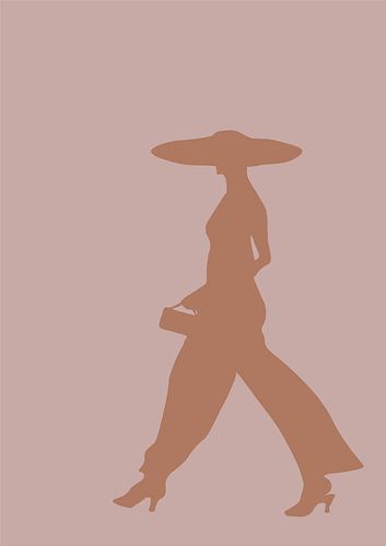 Elegant woman silhouette, art in earth tones