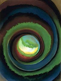 Georgia O'Keeffe - Roze en groene bergen, nr. II van Vivanne