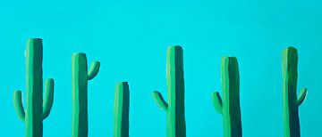 Cactuslandschap in helder blauw van Poster Art Shop
