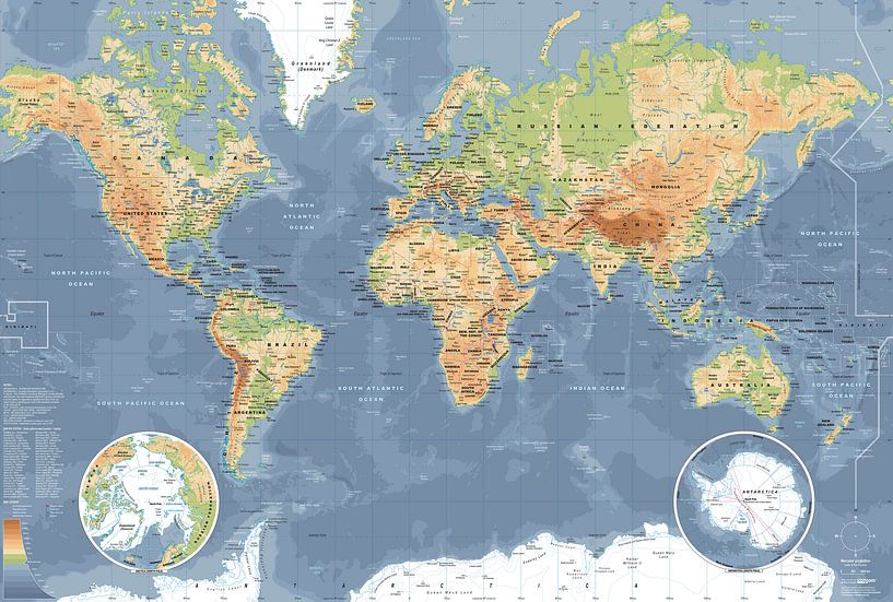 Wereldkaart, Klassiek MAPOM Geoatlas behang en meer