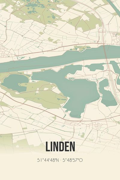 Vieille carte de Linden (Brabant du Nord) par Affiches de lieux
