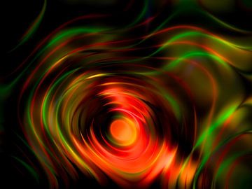Abstractie in groen en rood van Arjen Roos
