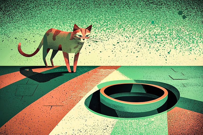 Katze und Grube surreales Kunstwerk von Imperial Art House