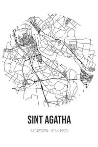 Sint Agatha (Nordbrabant) | Karte | Schwarz und Weiß von Rezona