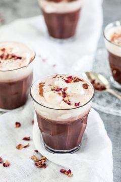 Red velvet chocolate milk with mascarpone cream