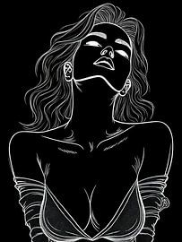 Zeichnung einer üppigen Frau