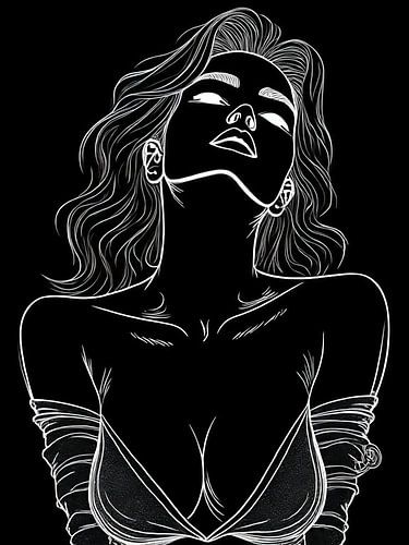 Tekening van een wulpse vrouw