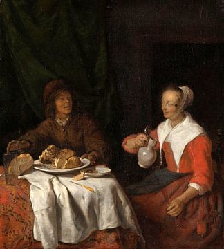 Man en vrouw bij een maaltijd, Gabriël Metsu
