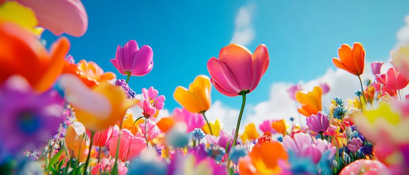 Colourful flower meadow in the sunlight by Poster Art Shop