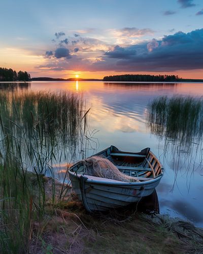 Eenzame boot aan de kust
