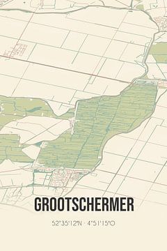 Vintage landkaart van Grootschermer (Noord-Holland) van MijnStadsPoster