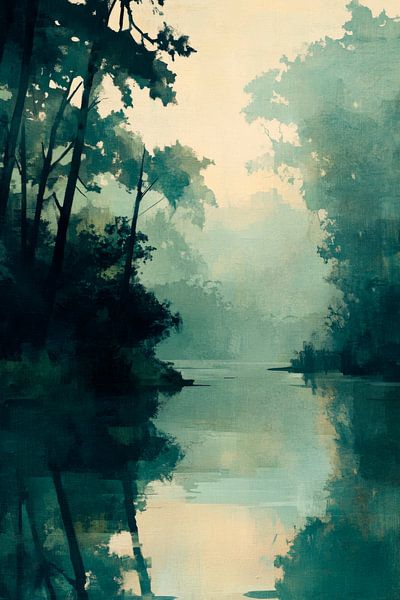 Dawn on the river by Poster Art Shop